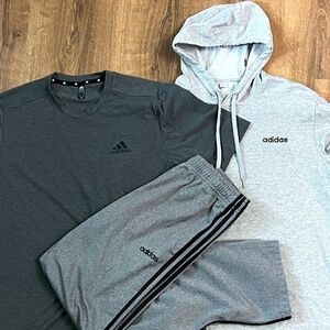 Adidas Gray Jogger, T-Shirt, Hoodie Bundle Size L